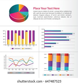 Info graphic colorful with variety of diagrams