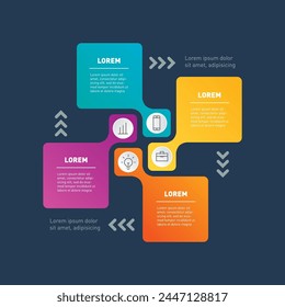 Info graphic concept with 4 steps. Template of Infographic with four parts or processes. The economic cycle.