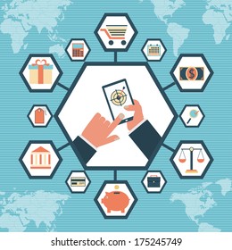 Info graphic concept with mobile phone