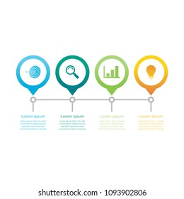 Info graphic design with 4 options circles on the white background.