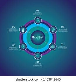 Info graphic design business concept with 6 options, parts or processes.