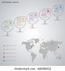 Info graphic with design indicators and world map template