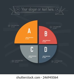 Info graphic design on blackboard background, clean vector