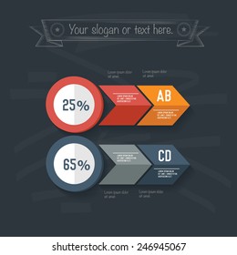 Info graphic design on blackboard background, clean vector