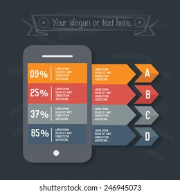 Info graphic design on blackboard background, clean vector