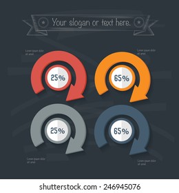 Info graphic design on blackboard background, clean vector