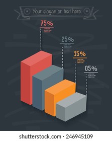 Info graphic design on blackboard background, clean vector