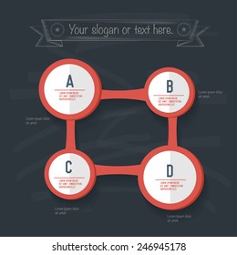 Info graphic design on blackboard background, clean vector