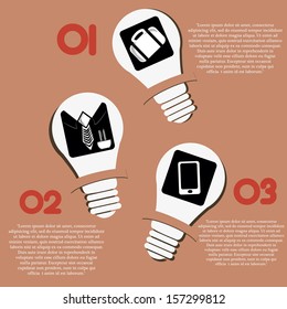 an info graphic design in pink background with some light bulbs
