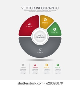 Info graphic design template 4 steps pie chart and business concept. 