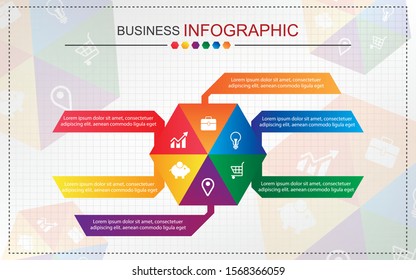 Info graphic design template and business icons, business step info graphic colorful model presentation