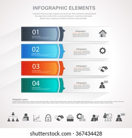 Info graphic design template and business icons set. Template for diagram, graph, chart, flyer, presentation, print and website. Business and finance concept options, parts, steps  data visualization.