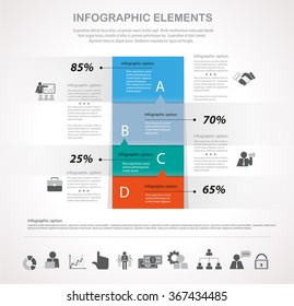 Info graphic design template and business icons set. Template for diagram, graph, chart, flyer, presentation, print and website. Business and finance concept options, parts, steps  data visualization.