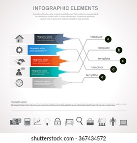 Info graphic design template and business icons set. Template for diagram, graph, chart, flyer, presentation, print and website. Business and finance concept options, parts, steps  data visualization.