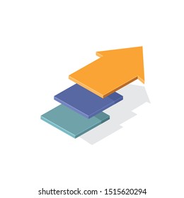 Info graphic design template with step structure up arrow, Business concept with options pieces 
