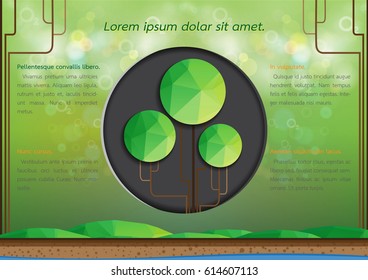 Info graphic design template.With green blur background.