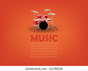 info graphic design vector of drum set with music text and copy space,realistic retro design, music design concept, music info graphic design poster