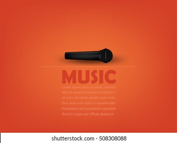 info graphic design vector of microphone with music text and copy space,realistic retro design, music design concept, music info graphic design poster