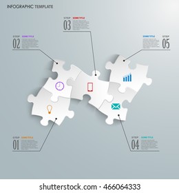 Info graphic with design white puzzle template