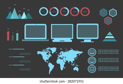 info graphic elements computer design blue and gray 