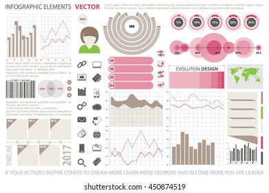 info graphic elements, web technology icons. vector time line diagram, arrow symbol. world map, pie chart icon. financial statistic and marketing report presentation. business banner template