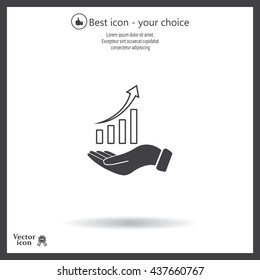 Info graphic with hand, chart icon, vector illustration