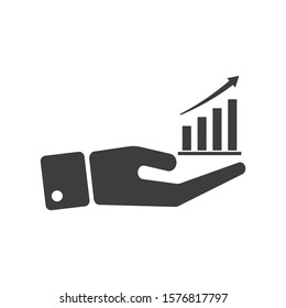Info graphic with hand icon isolated on white background. Vector illustration. Eps 10.