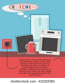 Info graphic of household electrical appliances. Vector illustration, background.