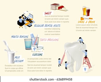 info graphic how to get good dental health, graphic design concept of procedure how to get good dental health