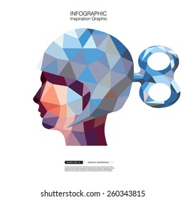 info graphic inspiration and idea / Vector Design Conceptual Style,Abstract vector Illustration / human low polygon half face Abstract vector