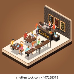 Info Graphic Isometric Coffee Shop Vector Design