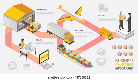 info graphic isometric shipping service vector design