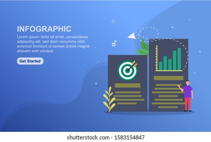 Info graphic landing page template. Flat design concept of web page design for website.