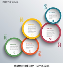 Info graphic with large color round labels