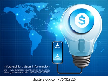 info graphic Light bulbs Business. vector illustration. Elements of this image furnished by NASA