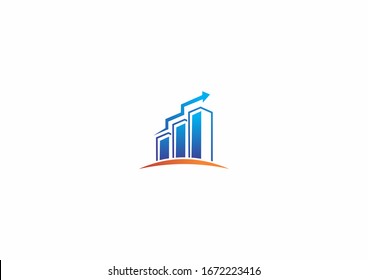 info graphic with line bar chart of financial vector logo template