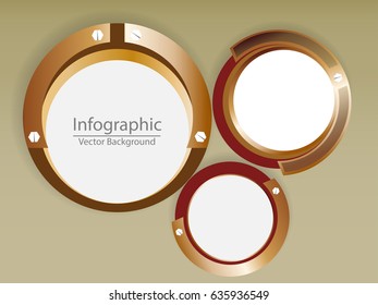 Info graphic metallic circle design for background.