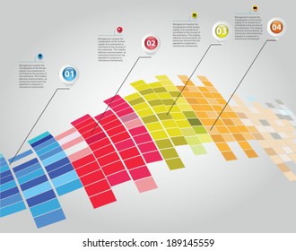 Info graphic mosaic, colorful presentation with icons.