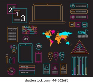 Info graphic neon colors outlines