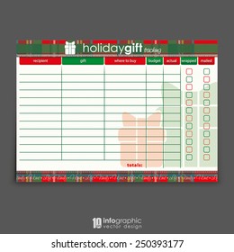 info graphic organizer - holiday gift tracking