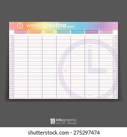 info graphic organizer - weekly routine agenda sheet