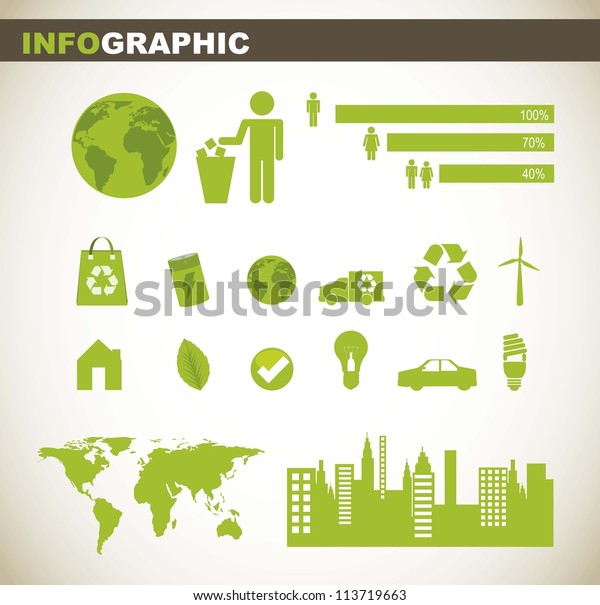 info graphic with people sign and green\
elements. vector\
illustration