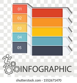 Info graphic process chart concept on transparency background. Business strategy creative design. Flat vector illustration use for your project, brochure or web page.