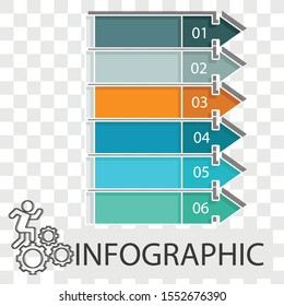 Info graphic process chart concept on transparency background. Business strategy creative design. Flat vector illustration use for your project, work flow, brochure or web page.