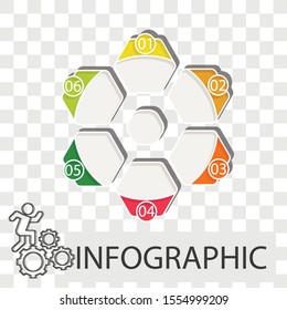 Info graphic process design on transparency background. Creative idea for business, Flat vector illustration use for template, brochure, web page or mobile app.