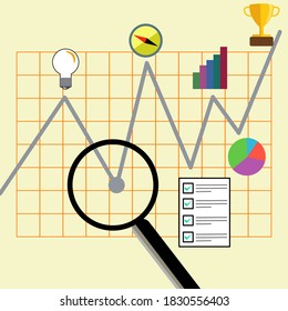 Información Informes gráficos y búsqueda de análisis de datos de gráficos de auditoría. Ilustración del vector