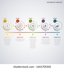 Info graphic with round design element pointers