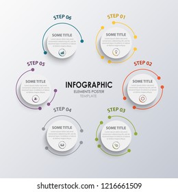 Info graphic with round design elements pointers