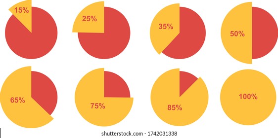 Info Graphic, Set Of Circle, Pie Chart, 15 To 100 Percentage, Number