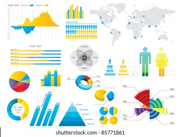 Info Graphic Set With Colorful Charts. Vector Illustration.